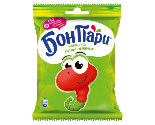 Мармелад БОН ПАРИ жевательный Кислые червячки 75г / интернет-магазин напитков Лоза в Улан-Удэ