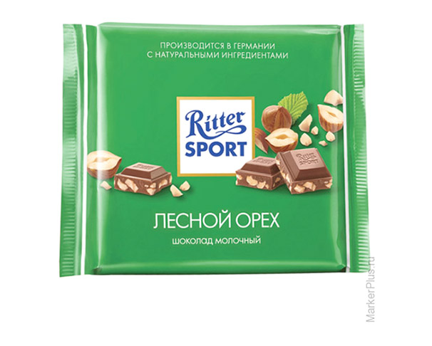 Шоколад RITTER SPORT молочный с дробленым фундуком 100г / интернет-магазин напитков Лоза в Улан-Удэ