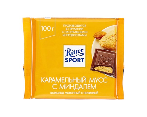Шоколад RITTER SPORT молочный карамельный мусс 100г / интернет-магазин напитков Лоза в Улан-Удэ