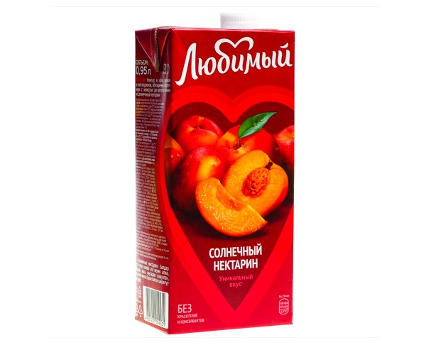 Сок ЛЮБИМЫЙ Яблоко/персик 950 мл / интернет-магазин напитков Лоза в Улан-Удэ