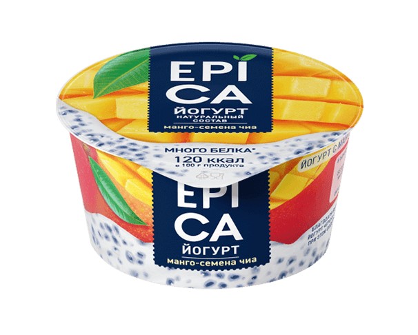 Йогурт ЭПИКА манго/семена чиа 5% 130г БЗМЖ / интернет-магазин напитков Лоза в Улан-Удэ