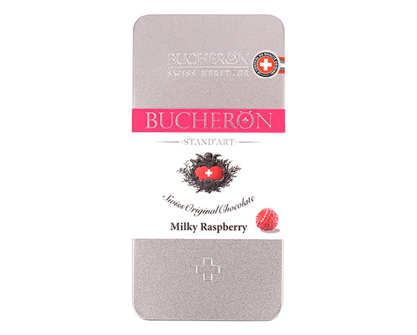Шоколад BUCHERON молочный с вкусом малины 100гр ж/б / интернет-магазин напитков Лоза в Улан-Удэ