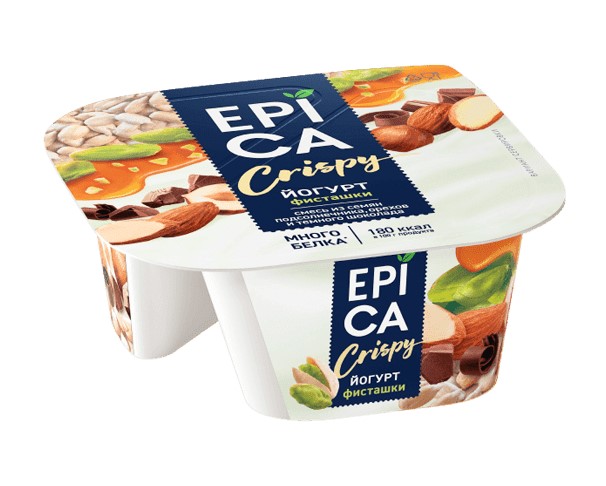 Йогурт ЭПИКА КРИСПИ с фисташ 4,8% 140г БЗМЖ / интернет-магазин напитков Лоза в Улан-Удэ