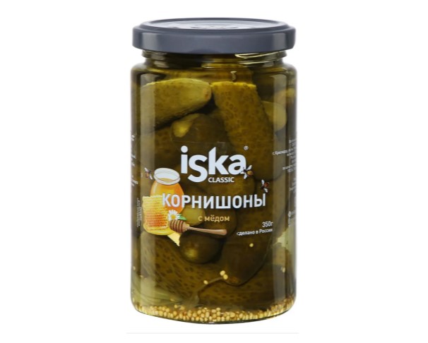 Огурцы ИСКА мини-корнишоны с медом 350г ст/б / интернет-магазин напитков Лоза в Улан-Удэ