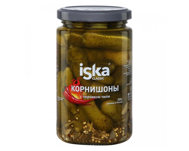Огурцы ИСКА мини-корнишоны с чили 350г ст/б / интернет-магазин напитков Лоза в Улан-Удэ