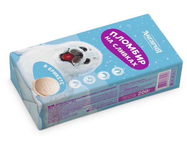 Мороженое АНГАРИЯ Пломбир на Сливках брикет 80г БЗМЖ / интернет-магазин напитков Лоза в Улан-Удэ