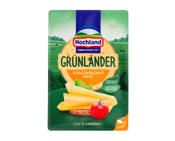 Сыр ХОХЛАНД Грюнландер 50% 150г нар БЗМЖ / интернет-магазин напитков Лоза в Улан-Удэ