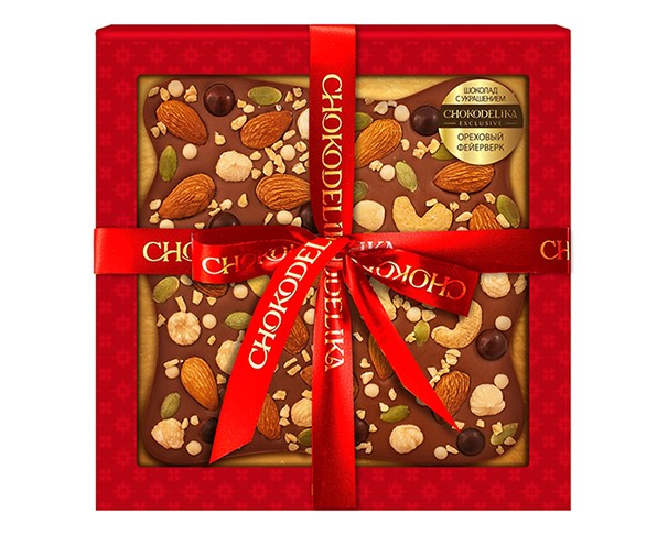 Шоколад ШОКОДЕЛИКА молочный Ореховый фейерверк 180г / интернет-магазин напитков Лоза в Улан-Удэ