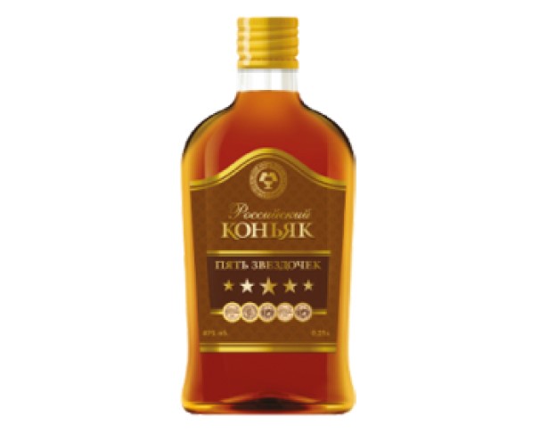 Коньяк России ПЯТЬ ЗВЕЗДОЧЕК пятилетний 40% 500мл фляжка (Казань) / интернет-магазин напитков Лоза в Улан-Удэ