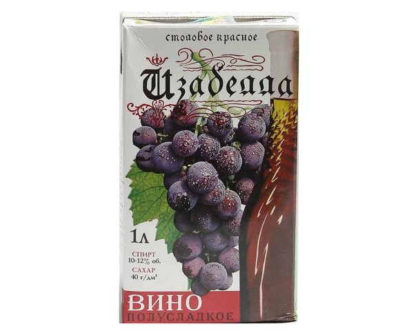 Вино России БАХУС Изабельное кр п/сл 12% 1л т/п / интернет-магазин напитков Лоза в Улан-Удэ