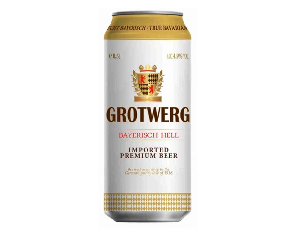 Пиво ГРОТВЕРГ Байриш Хель 4,9% 500мл ж/б / интернет-магазин напитков Лоза в Улан-Удэ