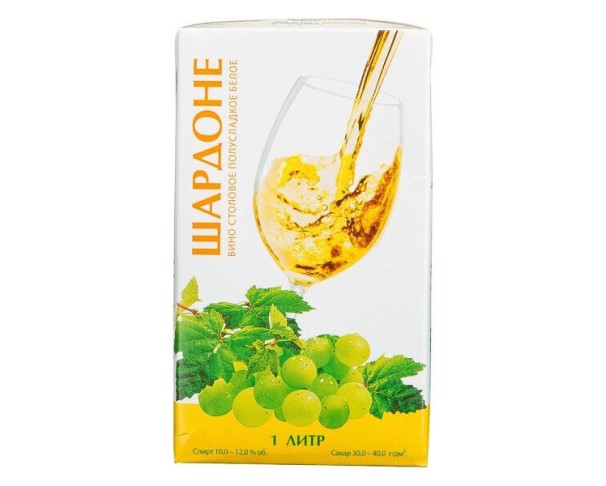 Вино России БАХУС Шардоне Голд белое полусладкое 12% 1л т/п / интернет-магазин напитков Лоза в Улан-Удэ