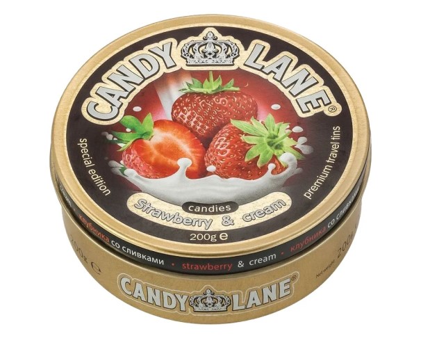 Леденцы CANDY LANE Клубника со сливками 200г ж/б / интернет-магазин напитков Лоза в Улан-Удэ