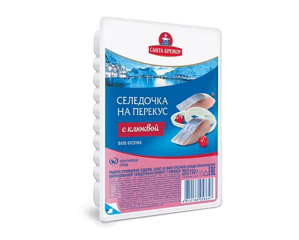 Селедочка РУССКОЕ МОРЕ На перекус с клюквой 150г / интернет-магазин напитков Лоза в Улан-Удэ