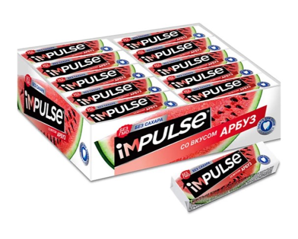 Жевательная резинка ИМПУЛЬС со вкусом арбуза 14гр / интернет-магазин напитков Лоза в Улан-Удэ