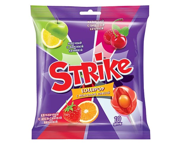 Карамель СТРАЙК Ассорти с жеват конф 11,3г / интернет-магазин напитков Лоза в Улан-Удэ