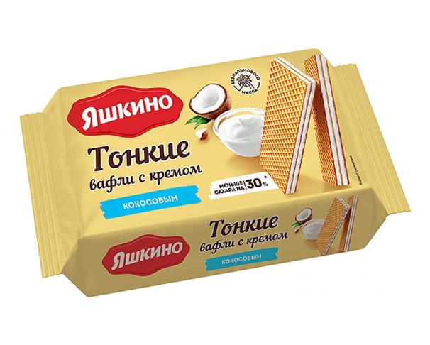 Вафли ЯШКИНО тонкие с кокосовым вкусом 144г / интернет-магазин напитков Лоза в Улан-Удэ