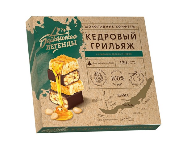 Конфеты Байкальские легенды Кедровые орехи и кешью с медом в глазури 120г / интернет-магазин напитков Лоза в Улан-Удэ