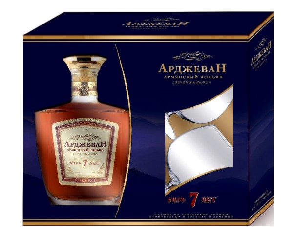 Коньяк АРДЖЕВАН КВ 7 лет 40% 500мл п/у + 2 бокала / интернет-магазин напитков Лоза в Улан-Удэ