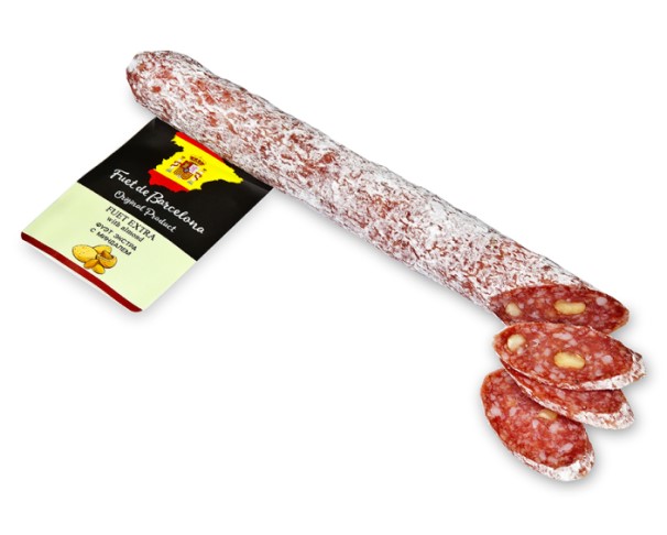 Колбаса БАРСЕЛОНА Фуэт с миндалем с/в 150г / интернет-магазин напитков Лоза в Улан-Удэ