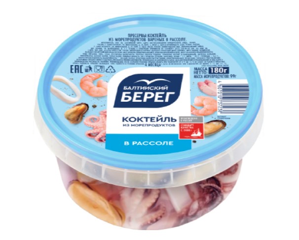 Коктейль БАЛТИЙСКИЙ БЕРЕГ из морепродуктов в рассоле 180г / интернет-магазин напитков Лоза в Улан-Удэ