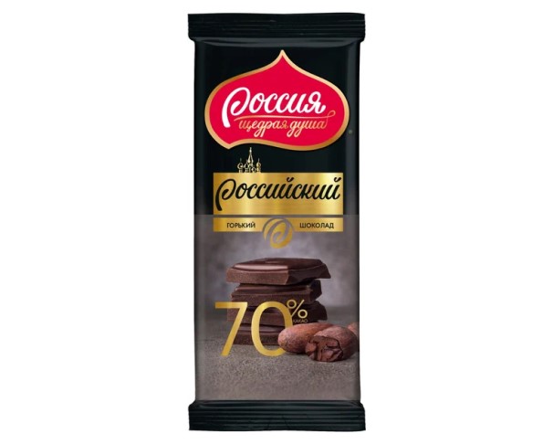 Шоколад РОССИЯ горький 70% 82г / интернет-магазин напитков Лоза в Улан-Удэ