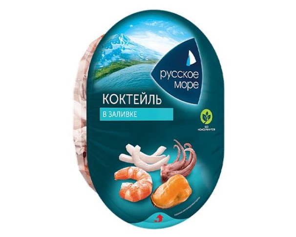 Коктейль РУССКОЕ МОРЕ из морепродуктов Морской микс в заливке 180г / интернет-магазин напитков Лоза в Улан-Удэ