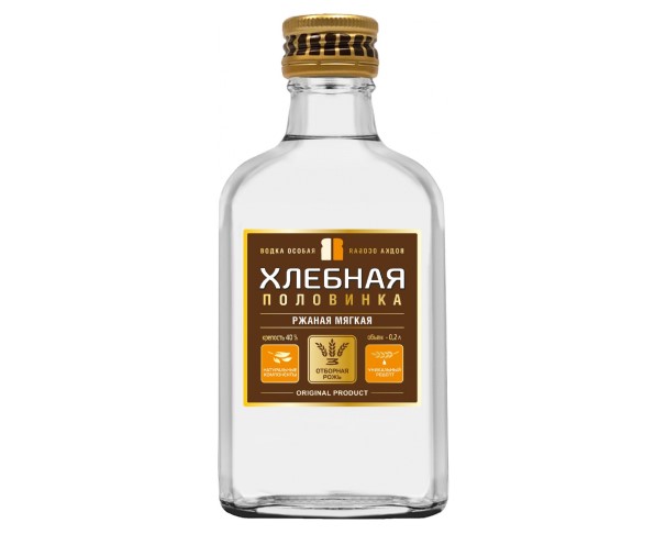 Водка ХЛЕБНАЯ ПОЛОВИНКА Ржаная мягкая особая 40% 200мл / интернет-магазин напитков Лоза в Улан-Удэ