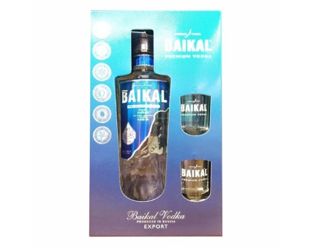 Водка БАЙКАЛ 40% 500мл + 2 стопки п/у / интернет-магазин напитков Лоза в Улан-Удэ