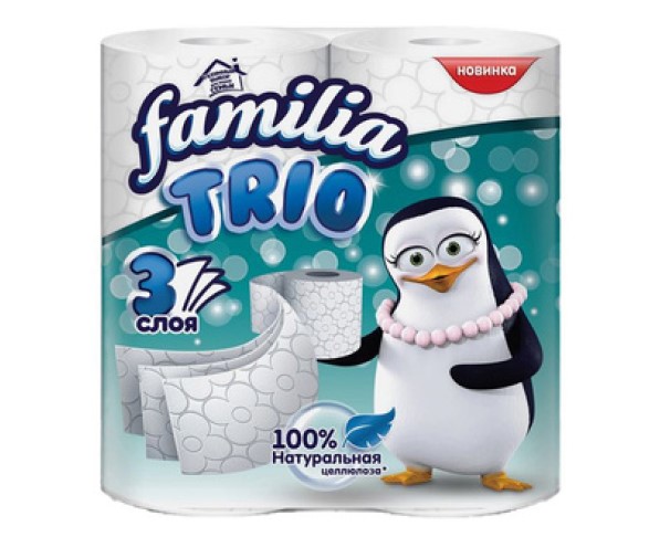 Туалетная бумага FAMILIA Белая 3 сл 4шт / интернет-магазин напитков Лоза в Улан-Удэ