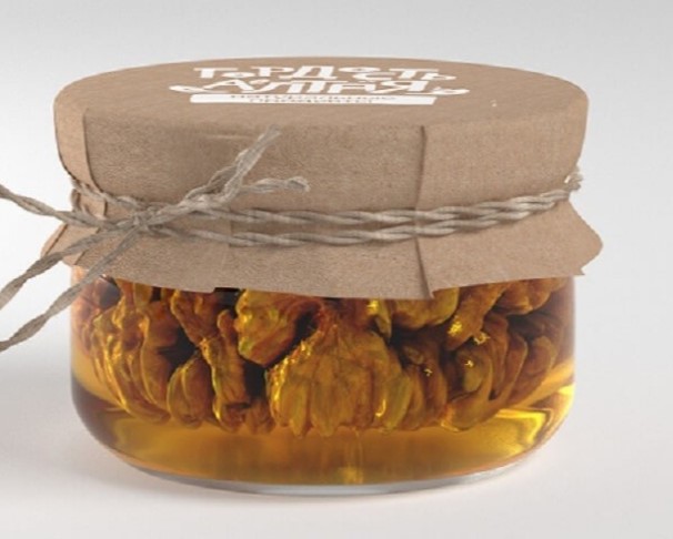 Мед  ГОРДОСТЬ АЛТАЯ Липовый с грецким орехом 120г ст/б / интернет-магазин напитков Лоза в Улан-Удэ