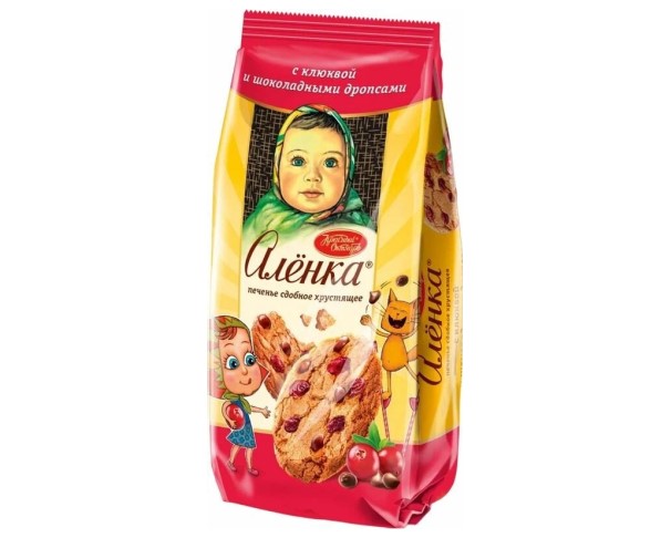 Печенье сдобное Аленка с клюквой и шок дропсами 140г / интернет-магазин напитков Лоза в Улан-Удэ