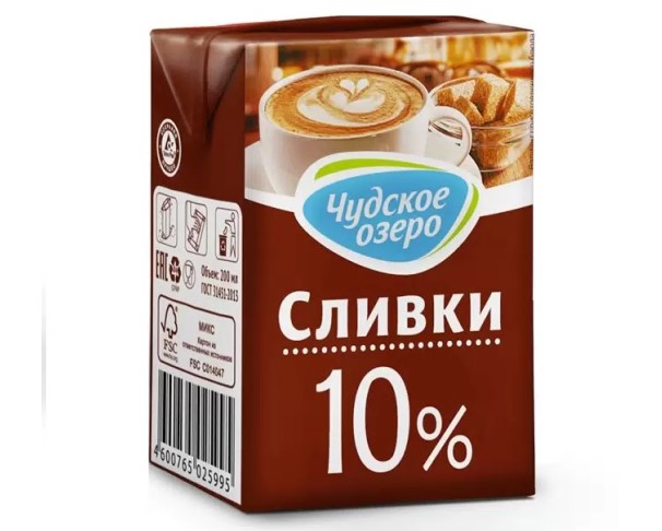 Сливки ЧУДСКОЕ ОЗЕРО 10% 200г БЗМЖ / интернет-магазин напитков Лоза в Улан-Удэ