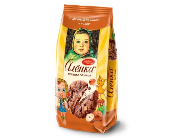 Печенье сдобное АЛЕНКА с ореховой нач и какао 200г / интернет-магазин напитков Лоза в Улан-Удэ
