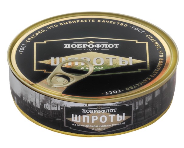 Шпроты ДОБРОФЛОТ Копченые б/г в масле 160г / интернет-магазин напитков Лоза в Улан-Удэ