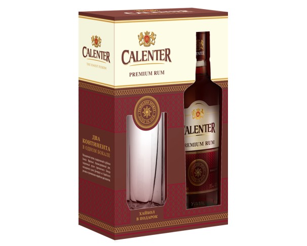 Ром КАЛЕНТЕР Премиум 42,8% 750мл п/у + бокал / интернет-магазин напитков Лоза в Улан-Удэ