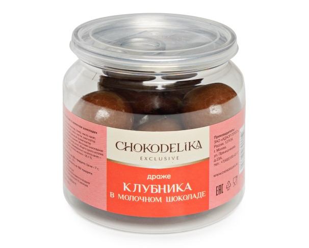 Драже ШОКОДЕЛИКА Клубника в мол шоколаде 80г в банке / интернет-магазин напитков Лоза в Улан-Удэ