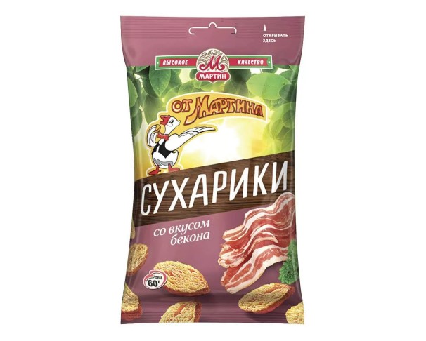 Сухарики ОТ МАРТИНА Бекон макси 60г / интернет-магазин напитков Лоза в Улан-Удэ
