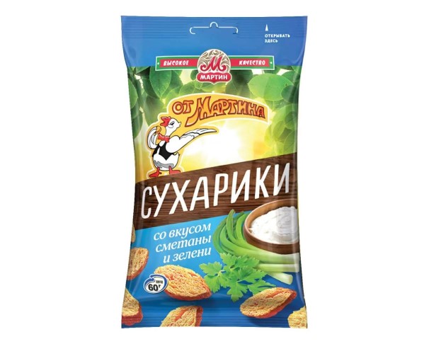 Сухарики ОТ МАРТИНА Сметана зелень макси 60г / интернет-магазин напитков Лоза в Улан-Удэ