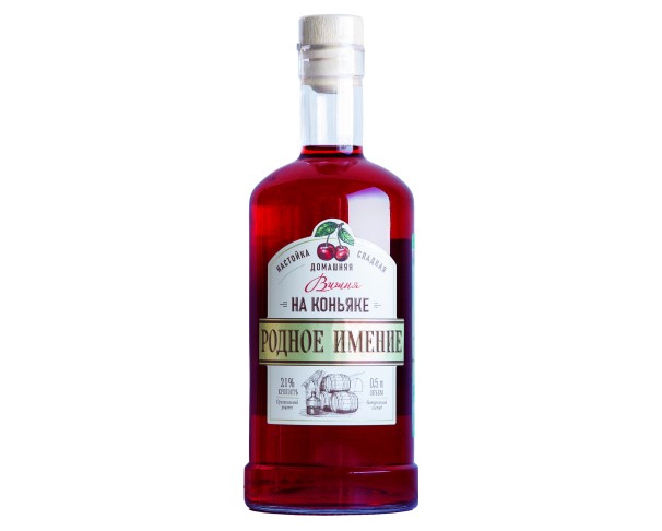 Настойка сладкая РОДНОЕ ИМЕНИЕ Вишня на коньяке 21% 500мл / интернет-магазин напитков Лоза в Улан-Удэ