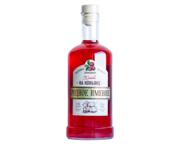 Настойка сладкая РОДНОЕ ИМЕНИЕ Клюква на коньяке 21% 500мл / интернет-магазин напитков Лоза в Улан-Удэ