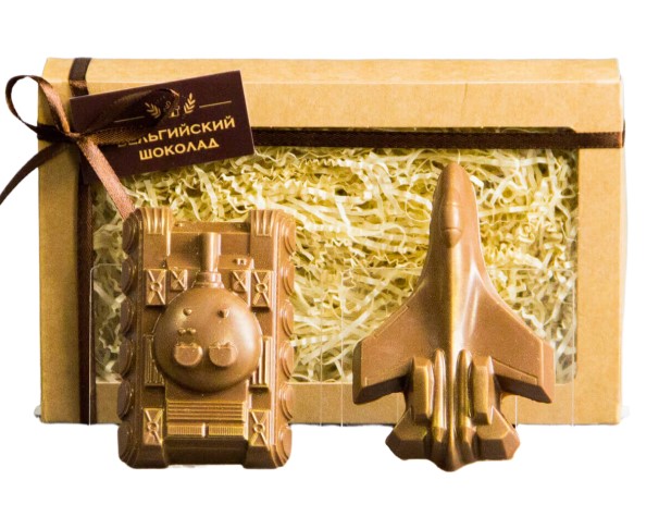 Набор шок фигурок ВЕК ШОКОЛАДА Самолет и танк 150г / интернет-магазин напитков Лоза в Улан-Удэ