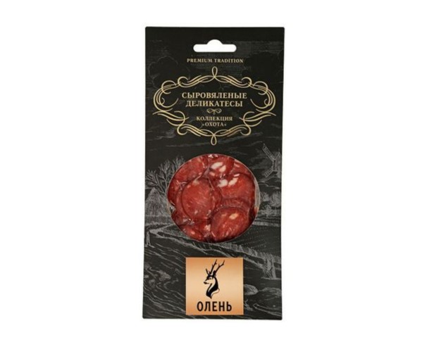 Колбаса ОХОТА из оленя с/в 75г нарезка / интернет-магазин напитков Лоза в Улан-Удэ