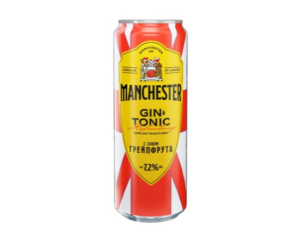 Напиток с/а МАНЧЕСТЕР Джин/тоник грейпфрут 7,2% 450мл ж/б / интернет-магазин напитков Лоза в Улан-Удэ