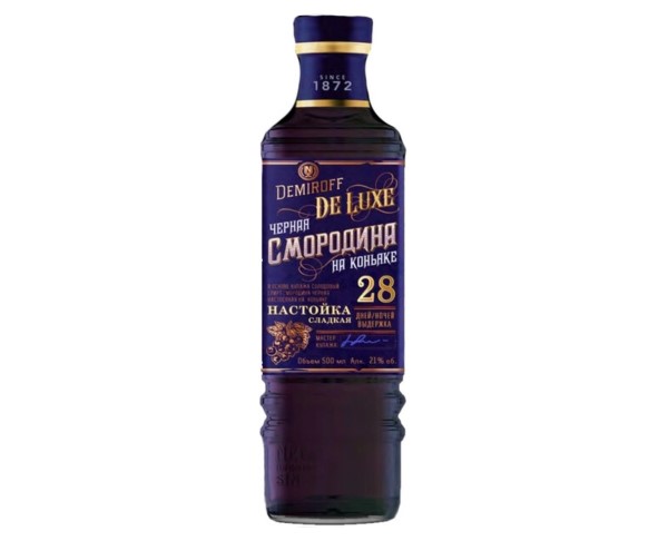 Настойка сладкая ДЕМИРОФФ Черная Смородина на коньяке 21% 500мл / интернет-магазин напитков Лоза в Улан-Удэ
