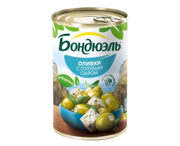 Оливки БОНДЮЭЛЬ Мансанилья с голубым сыром 314г / интернет-магазин напитков Лоза в Улан-Удэ
