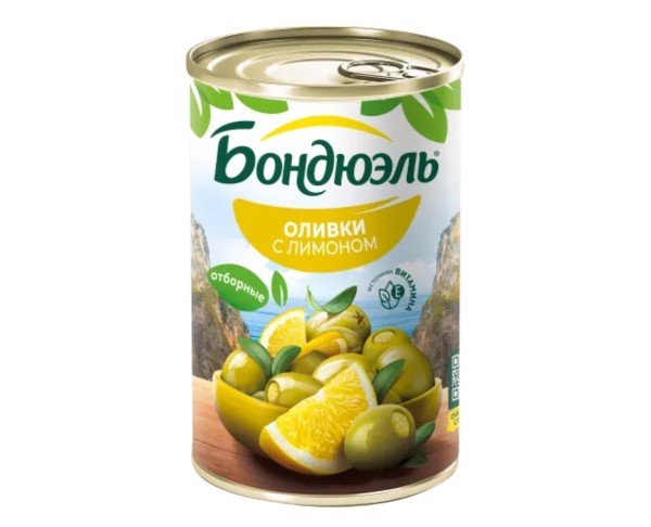 Оливки БОНДЮЭЛЬ Мансанилья с лимоном 314г / интернет-магазин напитков Лоза в Улан-Удэ