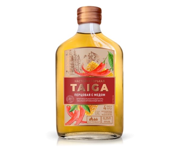 Настойка горькая ТАЙГА перцовая с медом 35% 250мл / интернет-магазин напитков Лоза в Улан-Удэ