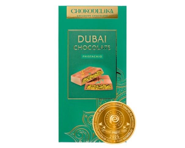 Шоколад ШОКОДЕЛИКА молочный с начинкой Дубай фисташка 180г / интернет-магазин напитков Лоза в Улан-Удэ