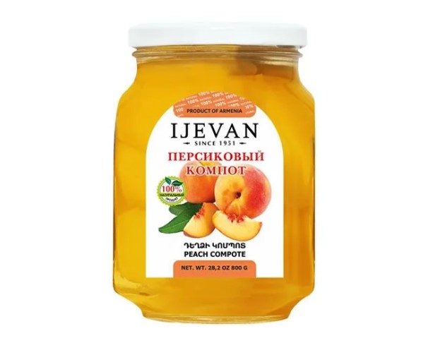 Компот ИДЖЕВАН Персиковый 800г ст/б / интернет-магазин напитков Лоза в Улан-Удэ